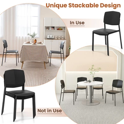 Tangkula Dining Chair Set Of 2 W/Ergonomic Backrest & Wide Seat Stackable Kitchen Chairs 5 Tangkula Dining Chair Set Of 2 W/Ergonomic Backrest & Wide Seat Stackable Kitchen Chairs - Image 5