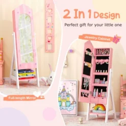 Tangkula Kids Jewelry Armoire Cabinet Freestanding Full Length Dressing Mirror With Large Capacity Pink/White 13 Tangkula Kids Jewelry Armoire Cabinet Freestanding Full Length Dressing Mirror With Large Capacity Pink/White -Tangkula Shop GUEST 52cc52e2 b0bb 4875 8036 089d38f7e05c