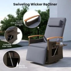 Tangkula Set of 2 Patio Rattan 360° Swivel Recliner Chairs with Side Table 12 Tangkula Set of 2 Patio Rattan 360° Swivel Recliner Chairs with Side Table -Tangkula Shop GUEST 52e61954 2e80 434a b2de e298e6bf6045