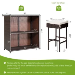 Tangkula 3PCS Patio Wicker Rattan Bar Set Table W/2 White Cushioned Stools -Tangkula Shop GUEST 52ed4743 e7c0 457f 9878 62b58eadbf7f