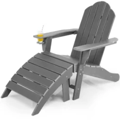 Tangkula Outdoor Adirondack Chair W/Ergonomic Design&Ottoman Lounge Armchair HDPE Chair For Yard&Patio Black/Grey/Turquoise/White -Tangkula Shop GUEST 5303cacd 57fc 4f9b 8ff1 7e3541a65094