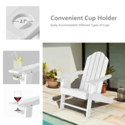 Tangkula 3-Piece Adirondack Chair Set with Side Table & Cup Holder - White -Tangkula Shop GUEST 5304c282 f0e2 4f49 85e7 935a558d71d7