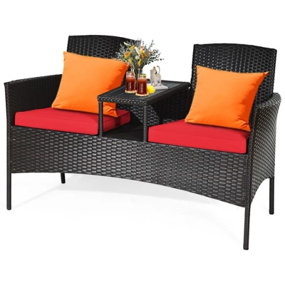 Tangkula Outdoor Patio Rattan Wicker Conversation Set with Built-in Table 2 Tangkula Outdoor Patio Rattan Wicker Conversation Set with Built-in Table - Image 2