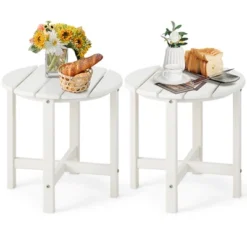 Tangkula 2-Piece Round Adirondack Side Table Set, All-Weather HDPE Patio Furniture -Tangkula Shop GUEST 53b7a797 4e1e 49cb a34e 0a1e887ae774