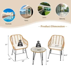Tangkula 3 Pieces Patio Furniture Set W/Tempered Glass Coffee Table Set For Garden And Backyard White/Red/Turquoise/Grey/Black Cushions 21 Tangkula 3 Pieces Patio Furniture Set W/Tempered Glass Coffee Table Set For Garden And Backyard White/Red/Turquoise/Grey/Black Cushions -Tangkula Shop GUEST 53bc542e 2ff0 469f 86a2 30d625861193