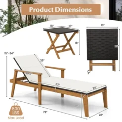Tangkula 2 Piece Outdoor Chaise Lounge Chair Set Rattan With Armrests & 4-Level Backrest Folding Coffee Table & Cushioned Acacia Wood Lounge Chair Set -Tangkula Shop GUEST 53c2c6bb 3a30 4c4d 85ff 1d86a1fe62d6 1