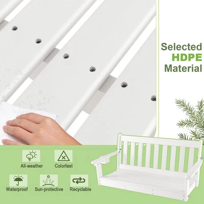 Tangkula 54" HDPE Outdoor Porch Swing with Cup Holder & Chains 5 Tangkula 54" HDPE Outdoor Porch Swing with Cup Holder & Chains - Image 5