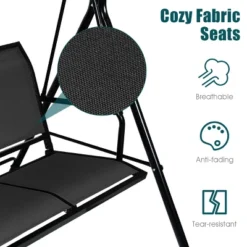 Tangkula 3-Person Outdoor Porch Swing Chair with Adjustable Canopy -Tangkula Shop GUEST 53ea3f53 657a 47ff ad7f b5e1f4bcf128