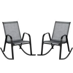 Tangkula 2pcs Patio Rocking Chair Heavy-Duty Metal Rocker Outdoor Anti-Slip Gray -Tangkula Shop GUEST 5408cd4d 2e7d 4c8e b427 0fe62b102f91