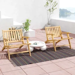 Tangkula 4-Piece Teak Wood Outdoor Reclining Chair Set with Armrests -Tangkula Shop GUEST 54218899 47d9 4989 bc50 59909d6fe05d 1