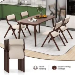 Tangkula Folding Dining Chairs Set Of 4 Wooden Table Chairs W/ Padded Seat Modern Coffee & Beige 11 Tangkula Folding Dining Chairs Set Of 4 Wooden Table Chairs W/ Padded Seat Modern Coffee & Beige -Tangkula Shop GUEST 542947e7 6f7a 40ff 8919 f9ee78c96200