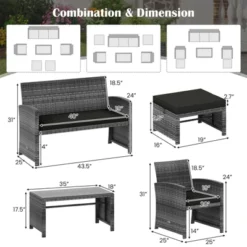 Tangkula 6-Piece Outdoor Patio Conversation Set with PE Rattan Sectional Sofa and Ottomans -Tangkula Shop GUEST 544b7634 908b 41be 87b0 05d72c587b2b