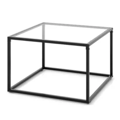 Tangkula Glass Coffee Table 27.5 Inch Modern Square Metal Frame Living Room Transparent -Tangkula Shop GUEST 5473e5d3 3d1e 40c6 ab68 3638105465a7