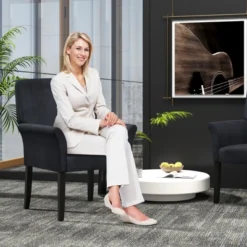 Tangkula Set Of 4 Arm Chair Guest Chair Home Office W/ Wooden Legs -Tangkula Shop GUEST 54ba9a3f fd19 4b7f 8e75 a5de678848e3