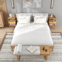 Tangkula Bamboo Nightstands Set Of 2 W/ Pull-out Drawer And Storage Shelf Wood Natural 11 Tangkula Bamboo Nightstands Set Of 2 W/ Pull-out Drawer And Storage Shelf Wood Natural -Tangkula Shop GUEST 54d9a3fd a42f 4113 a92b 5088f31d1a42