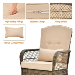 Tangkula Patio Set Of 3 Rocking Wicker Bistro Set W/ Tempered Glass Side Table Mix Brown -Tangkula Shop GUEST 5544b998 06ad 444f 8adf 2cab8e7e24df