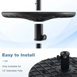 Tangkula Round Umbrella Table 20" Beach Umbrella Table W/1.5" Umbrella Hole Wood Grain Surface Height Adjustable Knob -Tangkula Shop GUEST 5552f981 ba11 4900 b59b b5657fe83551