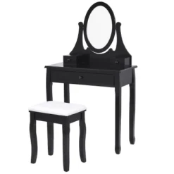 Tangkula Mirrored Dressing Table Wooden Vanity Makeup Unit W/ Cushioned Stool 14 Tangkula Mirrored Dressing Table Wooden Vanity Makeup Unit W/ Cushioned Stool -Tangkula Shop GUEST 5559260f 86d5 4be4 affd a2ab098a1b65