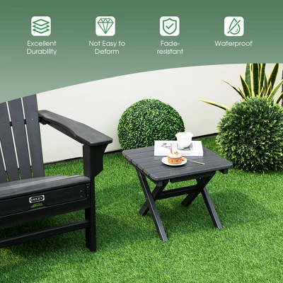 Tangkula 2 Pieces Folding Adirondack Side Table Poolside Garden Patio Black 6 Tangkula 2 Pieces Folding Adirondack Side Table Poolside Garden Patio Black - Image 6