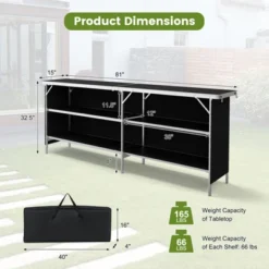 Tangkula Portable Bar Table Folding Camping Table W/ Aluminum Alloy Frame 2-Tier Shelves -Tangkula Shop GUEST 55873bde 0e6f 4d52 9b89 11131ccf5d33