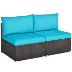 Tangkula 2-Piece Outdoor Wicker Rattan Sectional Armless Sofa Chair With Cushions -Tangkula Shop GUEST 55bb95fa 29b8 40ae ae92 5d082701a6f4