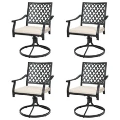 Tangkula 2/4 PCS Patio Swivel Dining Chairs Kitchen Garden Metal Armchairs W/Cushions -Tangkula Shop GUEST 55d65317 2948 4f6c 899b 489e70cdaae5