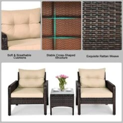 Tangkula 3-Piece Outdoor Rattan Wicker Conversation Set with Plush Cushions -Tangkula Shop GUEST 55ed5901 a77b 4431 9cf0 7cdbc6f71aa8