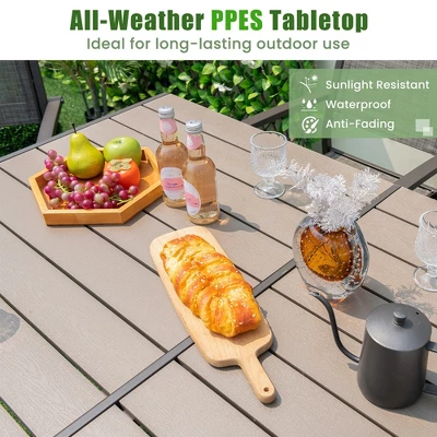 Tangkula 59" X 35" Large Rectangle Outside Table W/ Metal Legs Accommodate Up To 6 4 Tangkula 59" X 35" Large Rectangle Outside Table W/ Metal Legs Accommodate Up To 6 - Image 4