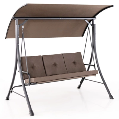 Tangkula 3-Seat Outdoor Porch Swing with Adjustable Canopy & Thickened Cushions 6 Tangkula 3-Seat Outdoor Porch Swing with Adjustable Canopy & Thickened Cushions - Image 6