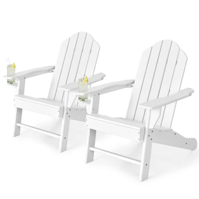Tangkula 2PCS Adirondack Chair Outdoor With Cup Holde Weather Resistant Lounger Chair For Backyard Garden Patio And Deck Black/Grey/Turquoise/White 10 Tangkula 2PCS Adirondack Chair Outdoor With Cup Holde Weather Resistant Lounger Chair For Backyard Garden Patio And Deck Black/Grey/Turquoise/White - Image 10