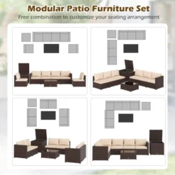 Tangkula 8 PCS Wicker Patio Furniture Set Rattan Sectional Sofa Set W/ Cushions -Tangkula Shop GUEST 56461074 a97d 43be ac12 d293a3f4590f