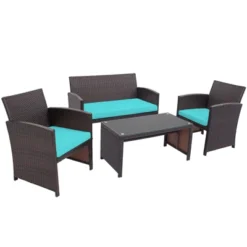 Tangkula 8-Piece Outdoor Patio Furniture Set with Weather-Resistant Rattan and Turquoise Cushions -Tangkula Shop GUEST 564e6939 e4db 4ee3 8178 37352f8a9457