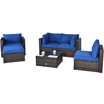Tangkula 6-Piece Modular Rattan Patio Furniture Set with Cushioned Sofa and Ottoman 9 Tangkula 6-Piece Modular Rattan Patio Furniture Set with Cushioned Sofa and Ottoman - Image 9