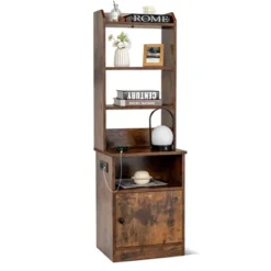 Tangkula Nightstand Bedside End Side Table Bookshelf W/ Charging Station -Tangkula Shop GUEST 566b8e75 4d93 41e7 a22b af02db6619f2