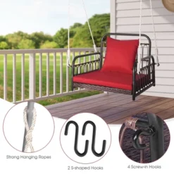 Tangkula Single Person Hanging Swing Outdoor Hanging Seat W/ Back Cushion & Seat Cushion -Tangkula Shop GUEST 5676bc63 f81c 48fa b3f3 e80e99e46b03