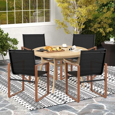 Tangkula 4 PCS Outdoor Dining Chairs Patio Furniture Chair W/ Breathable Seat & Backrest 1 Tangkula 4 PCS Outdoor Dining Chairs Patio Furniture Chair W/ Breathable Seat & Backrest