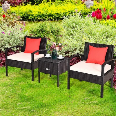 Tangkula 3-Piece Outdoor Rattan Conversation Set with Storage Coffee Table 2 Tangkula 3-Piece Outdoor Rattan Conversation Set with Storage Coffee Table - Image 2