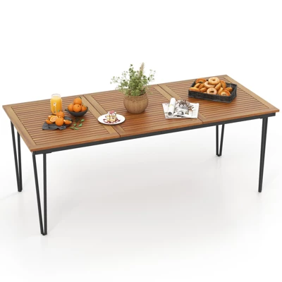 Tangkula 79" Outdoor Dining Table 8-Person Table W/ 1.9" Umbrella Hole Metal Legs & Adjustable Foot Pads Patio 3 Tangkula 79" Outdoor Dining Table 8-Person Table W/ 1.9" Umbrella Hole Metal Legs & Adjustable Foot Pads Patio - Image 3