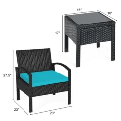 Tangkula 3 Pieces Patio Set Outdoor Wicker Rattan Furniture W/ Cushions Turquoise 13 Tangkula 3 Pieces Patio Set Outdoor Wicker Rattan Furniture W/ Cushions Turquoise -Tangkula Shop GUEST 57806b68 cd24 4a97 af42 07b776450e0f