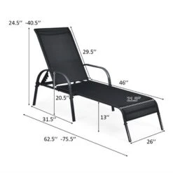 Tangkula Outdoor Chaise Lounge Chair Adjustable Reclining Bed With Backrest& Armrest -Tangkula Shop GUEST 5790c0b0 1375 4843 b0d0 0eeadc6d6c4b
