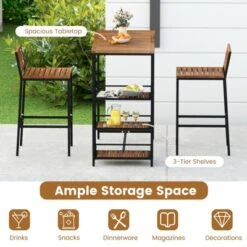 Tangkula 3-Piece Outdoor Patio Bar Set with Acacia Wood & 3-Tier Storage Shelf -Tangkula Shop GUEST 57ba8b37 b8ee 4ce2 af9a dde998eda11d