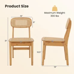 Tangkula Rattan Dining Chairs Set Of 2 Kitchen Dining Chairs With Simulated Rattan Backrest & Wood Frame -Tangkula Shop GUEST 57ce0193 d92f 4907 9af6 886d5f6fea91
