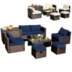 Tangkula 8 PCS Outdoor Wicker Furniture Set W/Storage Box Tempered Glass Table 2 Ottomans -Tangkula Shop GUEST 57dbd656 ac52 46ea a5fd 189aa56176ff
