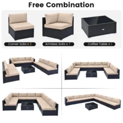 Tangkula 10PCS Rattan Furniture Set Outdoor Wicker Sofa Table Cushioned Seat Patio -Tangkula Shop GUEST 58526e75 8727 44c8 a8e2 6da7b919e75f