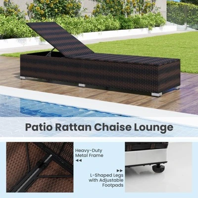Tangkula Outdoor Chaise Lounge W/ Long Seat Cushion Heavy-Duty Metal Frame 3 Tangkula Outdoor Chaise Lounge W/ Long Seat Cushion Heavy-Duty Metal Frame - Image 3