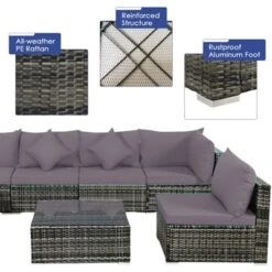 Tangkula 7 PCS Outdoor Patio Furniture Set All-Weather PE Rattan Sofa Set W/Coffee Table & Cushions -Tangkula Shop GUEST 588caaab 9e78 455d 8f87 b834b2f03bf3
