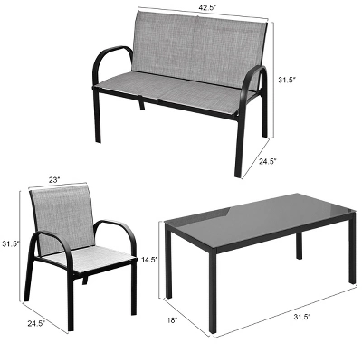 Tangkula 4PCS Chairs Set Coffee Table Patio Garden Modern Furniture Brand New 3 Tangkula 4PCS Chairs Set Coffee Table Patio Garden Modern Furniture Brand New - Image 3