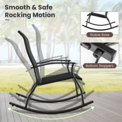 Tangkula Set Of 2 Outdoor Rocking Chair Patio Rocker W/ Breathable Fabric Black 12 Tangkula Set Of 2 Outdoor Rocking Chair Patio Rocker W/ Breathable Fabric Black -Tangkula Shop GUEST 5979c54b 3ef3 455e 9a32 0d14726f2ecc