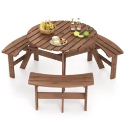 Tangkula 6-Person Round Picnic Table Set W/ 3 Built-in Benches 2" Umbrella Hole 20 Tangkula 6-Person Round Picnic Table Set W/ 3 Built-in Benches 2" Umbrella Hole -Tangkula Shop GUEST 597ccb7b 951d 42e6 8571 b5acd92af59d