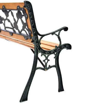 Tangkula Garden Iron Bench - 49" Outdoor Hardwood Porch & Path Chair 4 Tangkula Garden Iron Bench - 49" Outdoor Hardwood Porch & Path Chair - Image 4